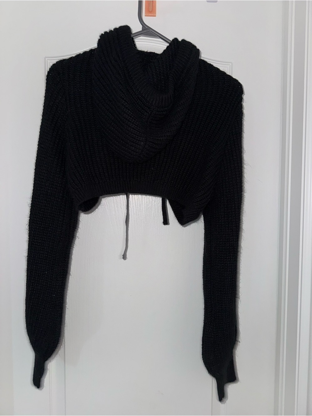 Princess Polly Black Cropped Knit Hoodie - Picture 4 of 4